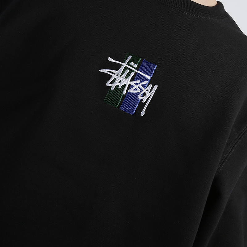 мужская черная толстовка Stussy 2 Bar Stock App. Crew 118316-black - цена, описание, фото 2